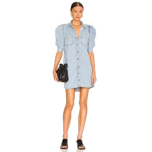 FRAME Rosette Sleeve Shirt Dress in Cresthaven size XS - Picture 1 of 12